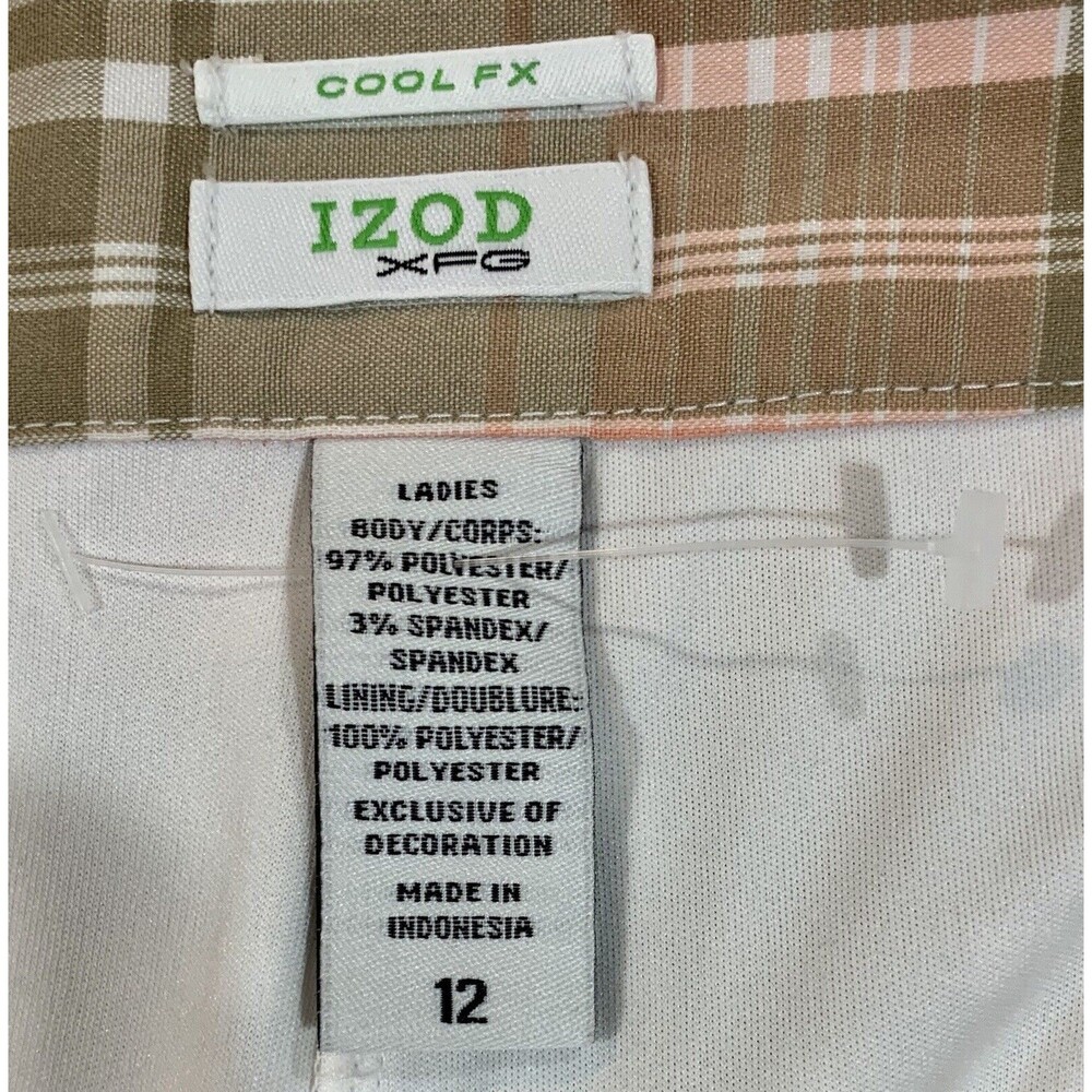 Izod Womens Size 12 XFG Stretch Pink and Tan Plaid Golf Skirt New without Tags - Picture 6 of 10